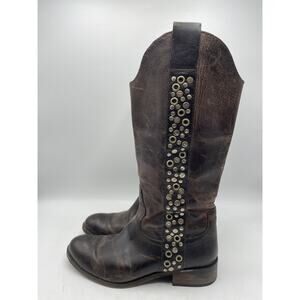 SPIRIT BY LUCCHESE Avery Grommet Brown Leather Western Cowgirl Boots Size 6.5